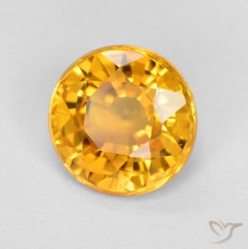 Zafiro Naranja medio natural de 0.83 ct, Redondo, VVS-VS