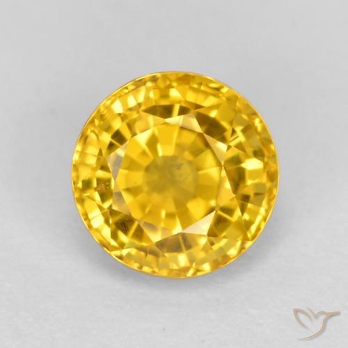 Zafiro Dorado natural de 0.75 ct, Redondo, VVS-VS