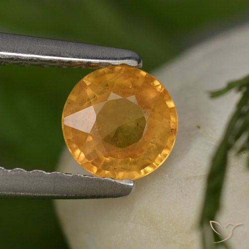 0.58ct Natural Dorado naranja intenso Zafiro, Redondo, VS