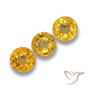 Gemas de Zafiro Naranja dorado intenso natural de 1.69 ct, Redondo, VVS-VS
