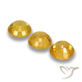 Gemas de Zafiro Naranja dorado intenso natural de 1.69 ct, Redondo, VVS-VS