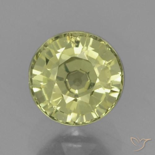 0.84ct Natural Amarillo verdoso Zafiro, Redondo, VS