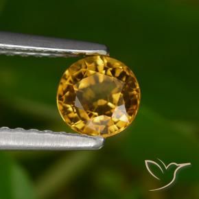 Zafiro Dorado oscuro natural de 0.68 ct, Redondo, VVS-VS