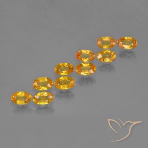 Gemas de Zafiro Dorado naranja oscuro natural de 3.45 ct, Ovalada, VS