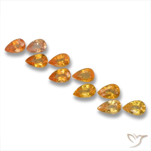 3.17ctw Natural Naranja medio Zafiro, En forma de pera, VS