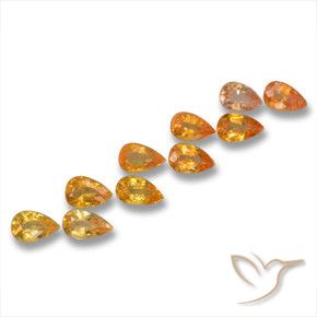 Gemas de Zafiro Naranja medio natural de 3.17 ct, En forma de pera, VS