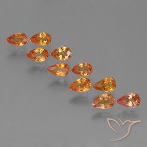 Gemas de Zafiro Naranja claro natural de 3.02 ct, En forma de pera, VS