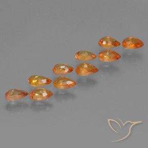 Gemas de Zafiro Naranja claro natural de 3.02 ct, En forma de pera, VS