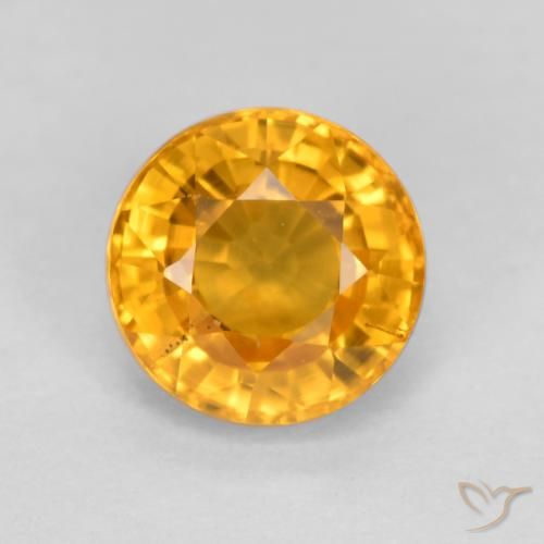 0.75ct Natural Naranja medio Zafiro, Redondo, VS