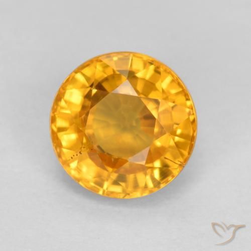 Zafiro Naranja medio natural de 0.75 ct, Redondo, VS