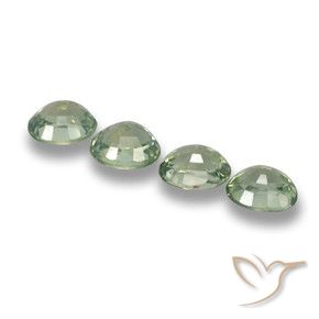 Gemas de Zafiro Medium Light Green natural de 3.42 ct, Ovalada, VVS-VS