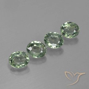 Gemas de Zafiro Verde claro natural de 2.82 ct, Ovalada, VVS-VS