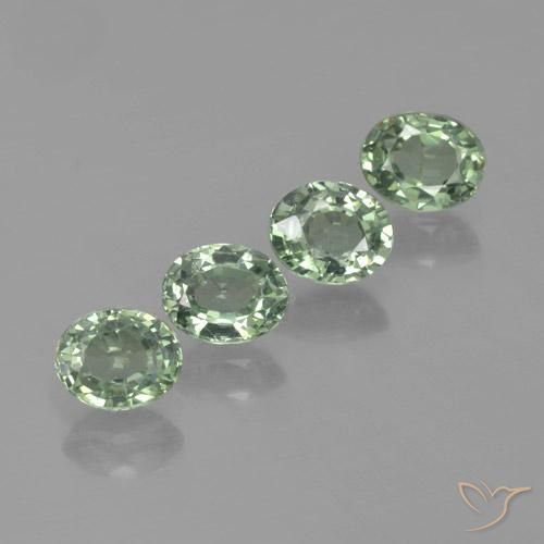 Gemas de Zafiro Verde claro medio natural de 3.07 ct, Ovalada, VVS-VS