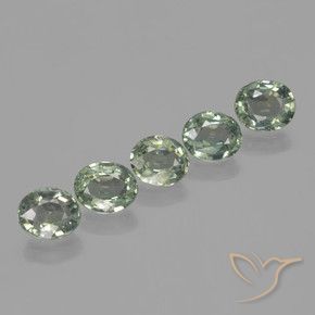 Gemas de Zafiro Verde bosque claro natural de 4.19 ct, Ovalada, VVS-VS