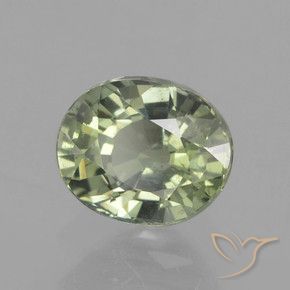 Zafiro Medium Light Green natural de 0.91 ct, Ovalada, VS