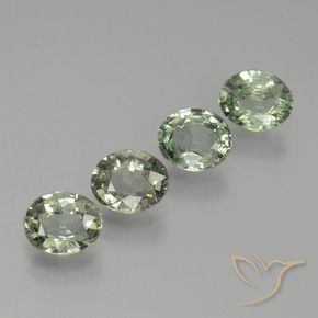 Gemas de Zafiro Verde claro natural de 2.99 ct, Ovalada, VVS-VS