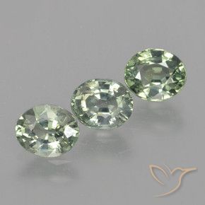 Gemas de Zafiro Verde bosque claro natural de 2.71 ct, Ovalada, VVS-VS