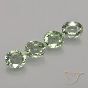 Gemas de Zafiro Verde terroso natural de 3.37 ct, Ovalada, VVS-VS