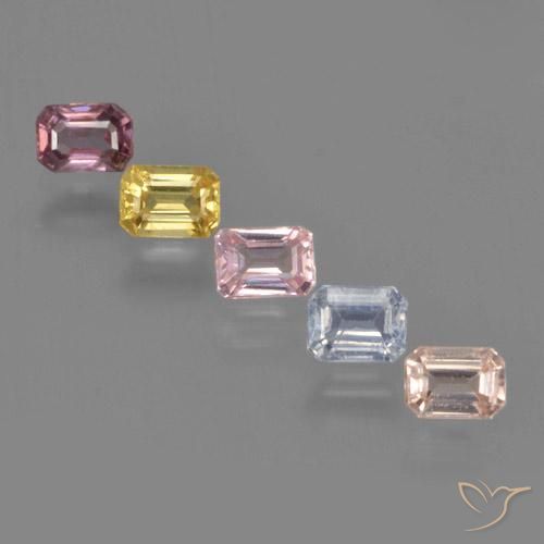 Gemas de Zafiro Multicolor natural de 1.50 ct, corte esmeralda, VS