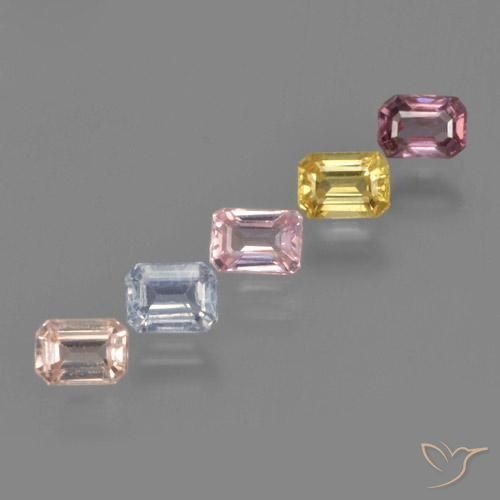 Gemas de Zafiro Multicolor natural de 1.50 ct, corte esmeralda, VS