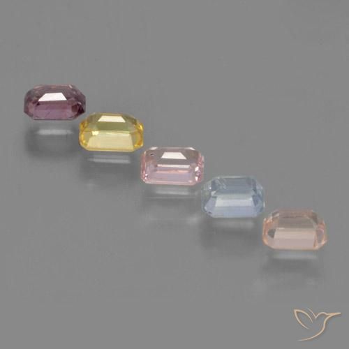 Gemas de Zafiro Multicolor natural de 1.50 ct, corte esmeralda, VS