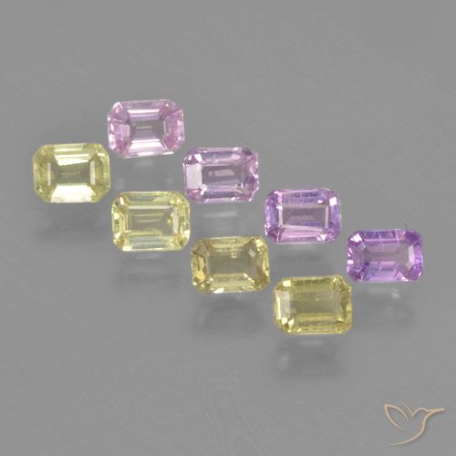 Gemas de Zafiro Multicolor natural de 2.20 ct, Corte Octágono / Esmeralda, VS