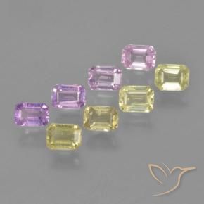 Gemas de Zafiro Multicolor natural de 2.20 ct, Corte Octágono / Esmeralda, VS