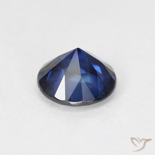 Zafiro Azul crepúsculo natural de 0.58 ct, Redondo, VVS-VS