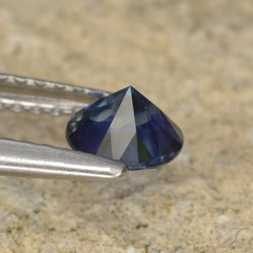 Zafiro Azul crepúsculo natural de 0.57 ct, Redondo, VVS-VS
