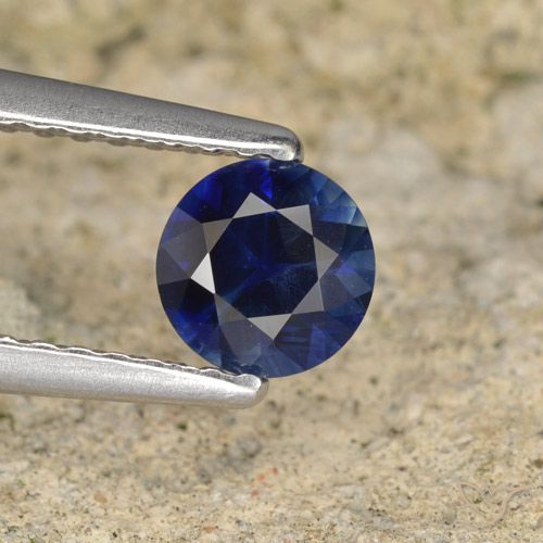 0.53ct Natural Azul oscuro Zafiro, Redondo, VVS-VS