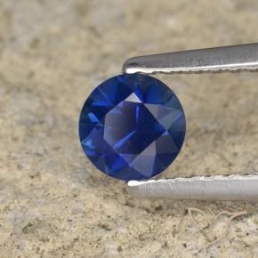 Zafiro Azul oscuro natural de 0.54 ct, Redondo, VVS-VS