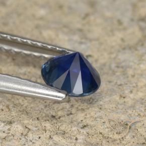 Zafiro Azul oscuro natural de 0.54 ct, Redondo, VVS-VS