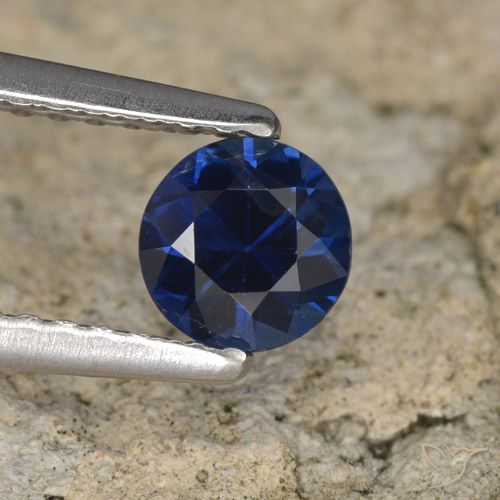 0.58ct Natural Azul oscuro Zafiro, Redondo, VVS-VS