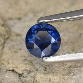Zafiro Azul oscuro natural de 0.58 ct, Redondo, VVS-VS