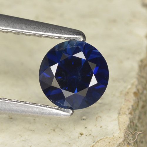 0.60ct Natural Azul oscuro Zafiro, Redondo, VVS-VS