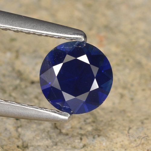 0.62ct Natural Azul oscuro Zafiro, Redondo, VVS-VS