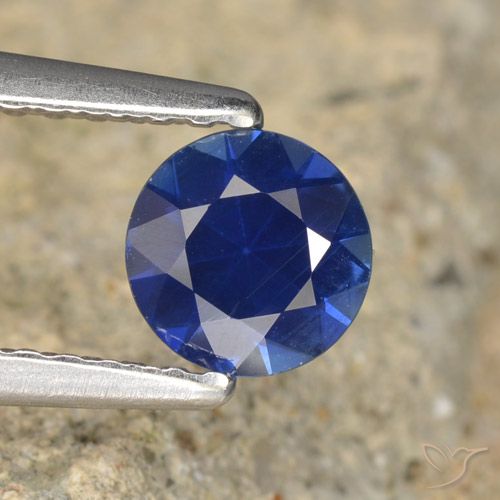 0.61ct Natural Azul oscuro Zafiro, Redondo, VVS-VS