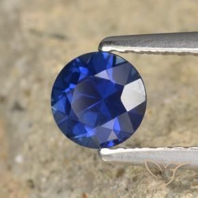 Zafiro Azul oscuro natural de 0.61 ct, Redondo, VVS-VS