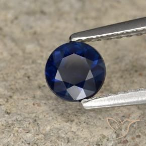 Zafiro Azul marino natural de 0.65 ct, Redondo, VVS-VS