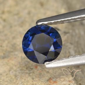 Zafiro Azul crepúsculo natural de 0.57 ct, Redondo, VVS-VS