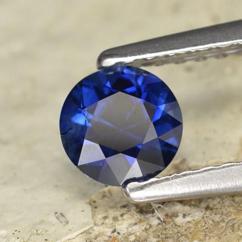 Zafiro Azul crepúsculo natural de 0.56 ct, Redondo, VVS-VS