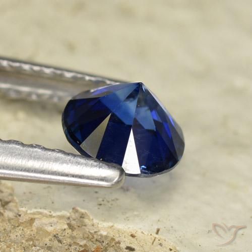 Zafiro Azul crepúsculo natural de 0.56 ct, Redondo, VVS-VS