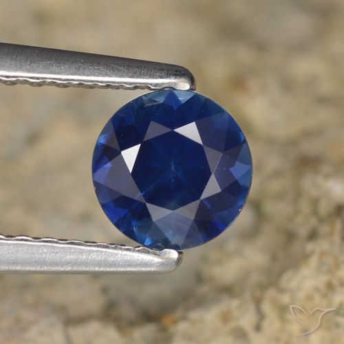 0.67ct Natural Azul marino Zafiro, Redondo, VVS-VS