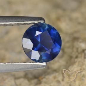 Zafiro Azul marino natural de 0.67 ct, Redondo, VVS-VS