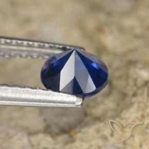 Zafiro Azul marino natural de 0.67 ct, Redondo, VVS-VS