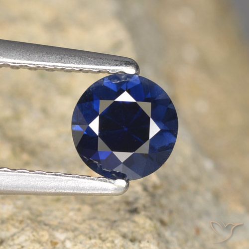 0.64ct Natural Azul marino Zafiro, Redondo, VVS