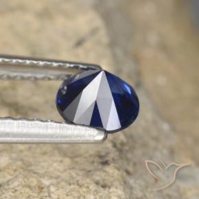 Zafiro Azul marino natural de 0.64 ct, Redondo, VVS