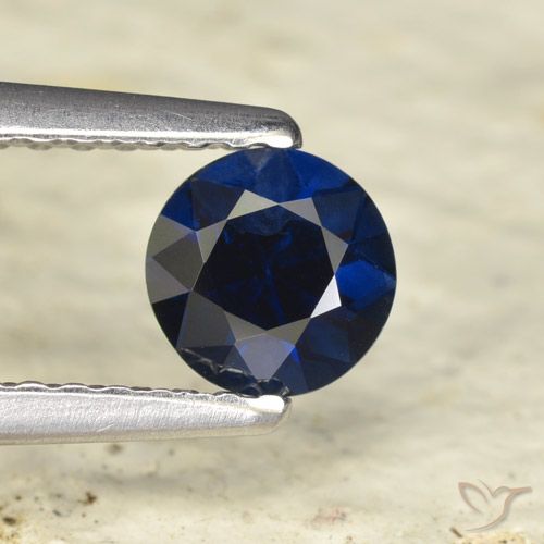 0.54ct Natural Azul oscuro Zafiro, Redondo, VVS-VS