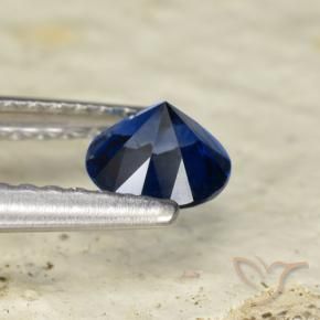 Zafiro Azul oscuro natural de 0.54 ct, Redondo, VVS-VS