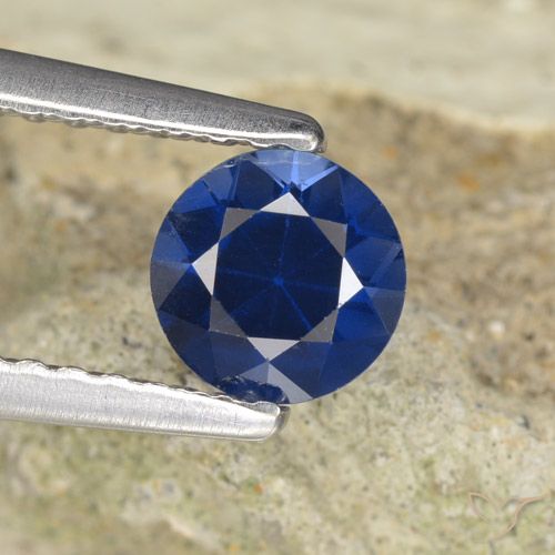 0.62ct Natural Azul marino Zafiro, Redondo, VVS-VS